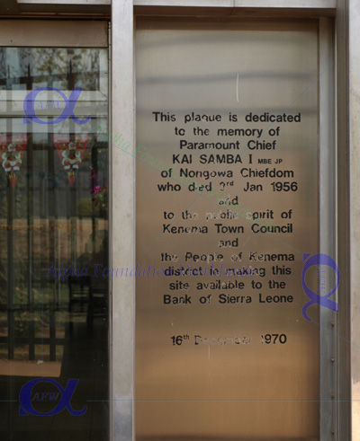 Bank of SL Kenema Branch plaque